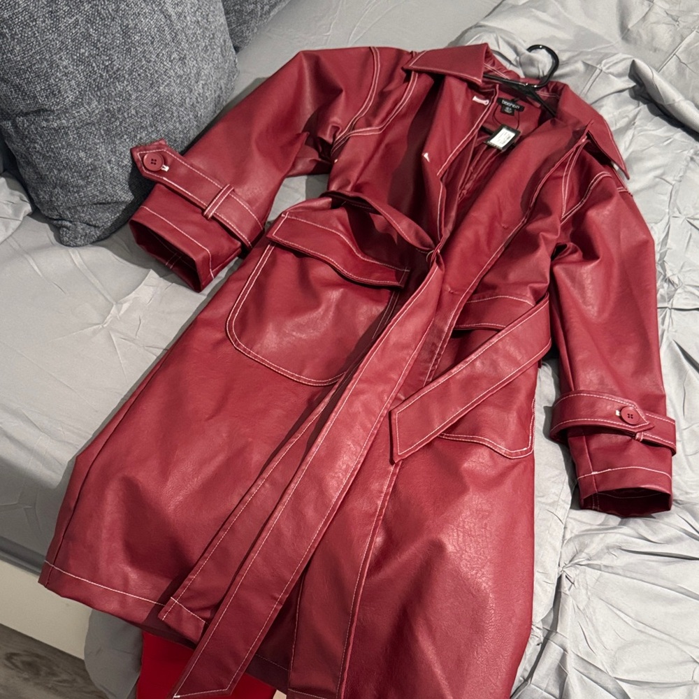 Boohoo Burgundy Trench Coat